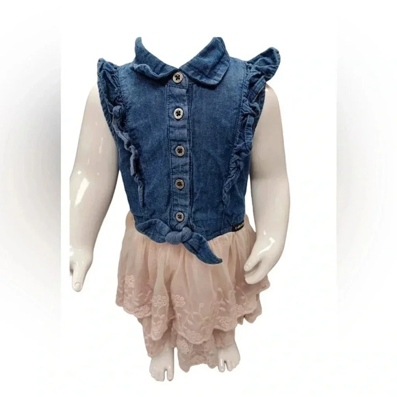 Calvin Klein Jean Tulle Ruffled Dress Size 4 - Picture 4 of 8